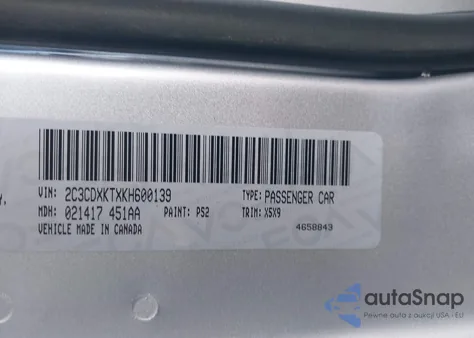 2019 Dodge Charger Police Awd from USA, damaged, VIN 2C3CDXKTXKH600139